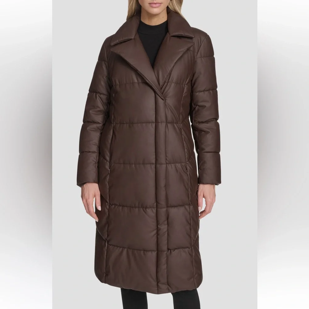 Women's Brown Puffer Coat - Picture 4 of 5
